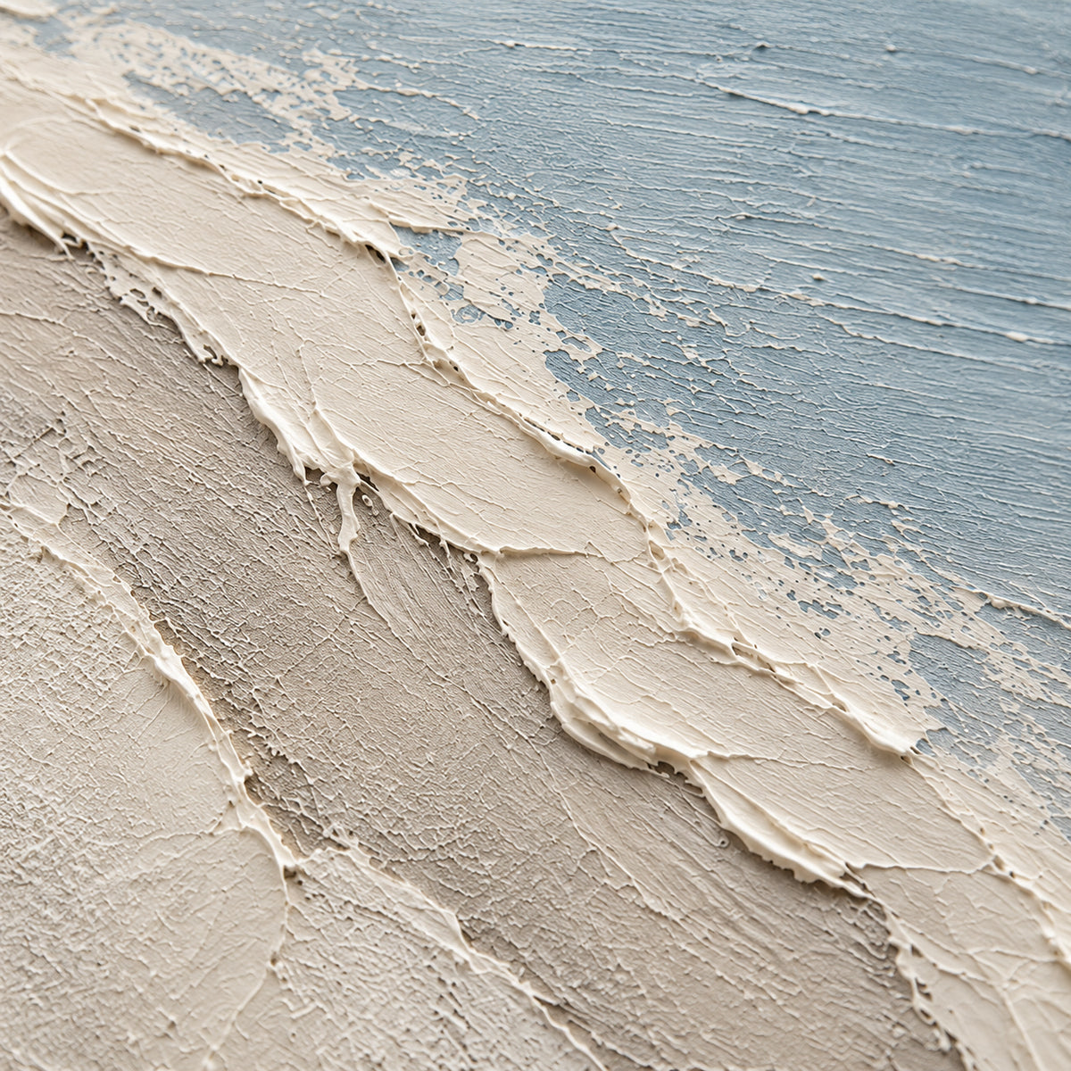 Pelagic-Relief oil painting brushwork and impasto detail photographed from an oblique side angle