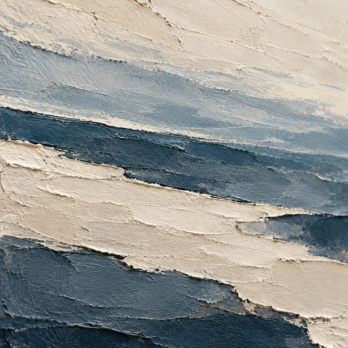 Pelagic-Strata oil painting brushwork and impasto detail photographed from an oblique side angle