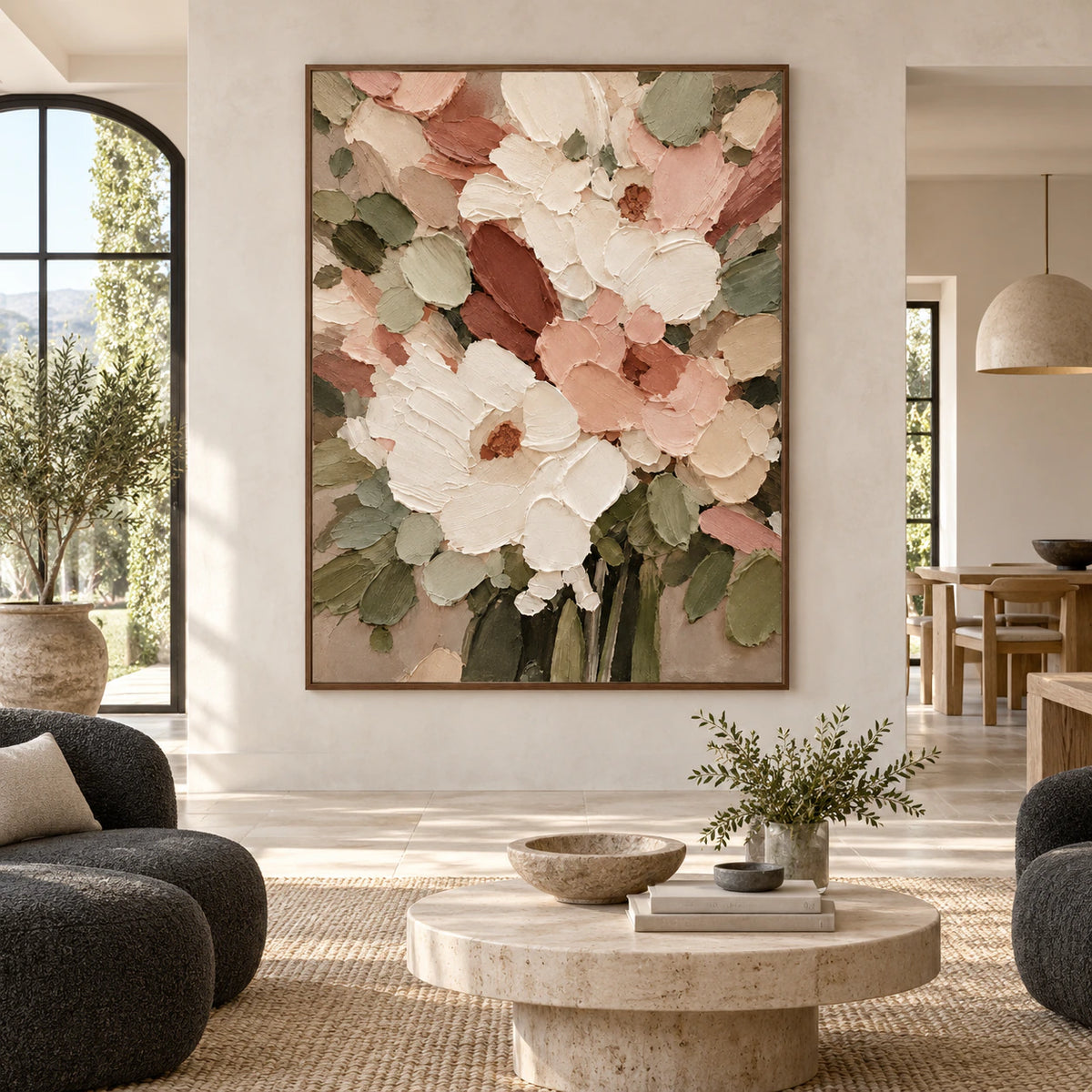 Petal-Ember displayed at large scale in a bright, spacious architectural living room.