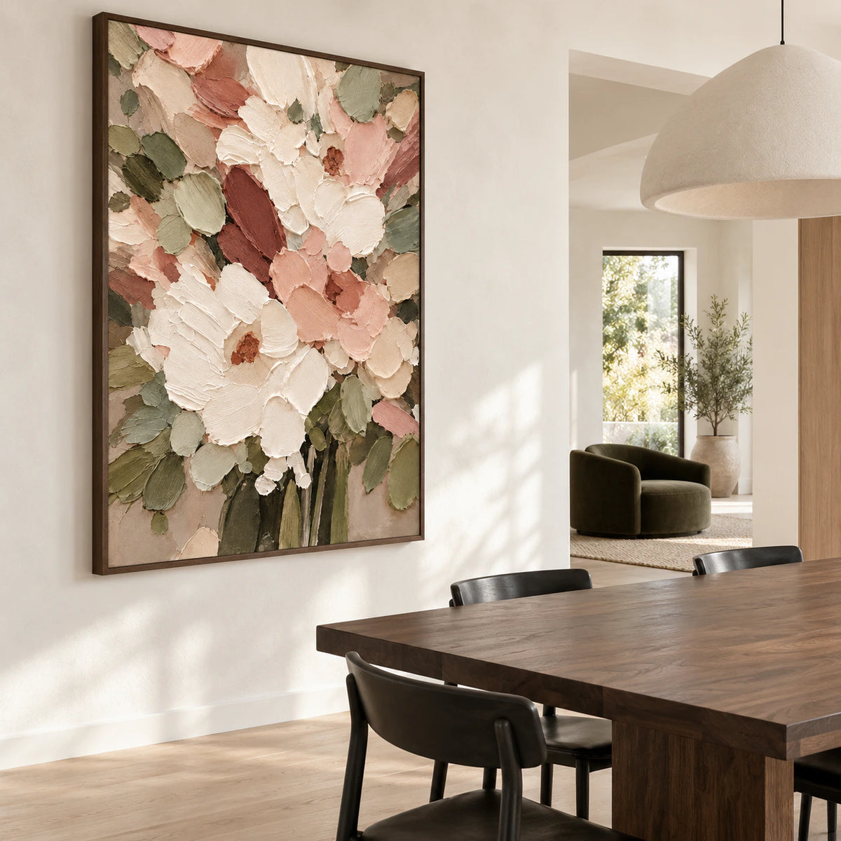 Petal-Ember displayed prominently in a refined daylight dining room.