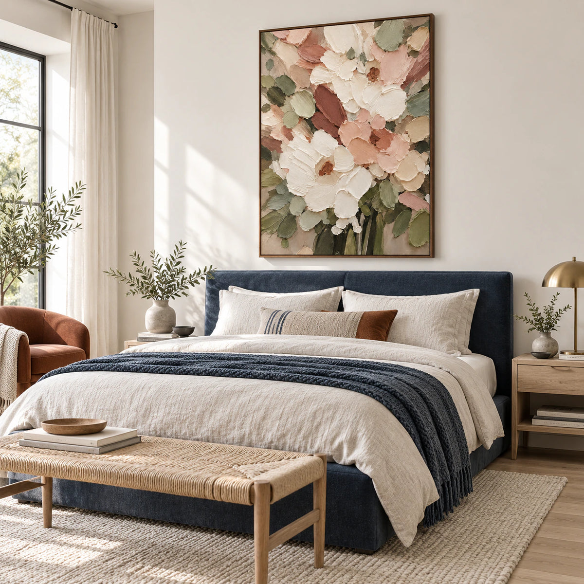 Petal-Ember above a quiet bedroom setting with soft natural light.