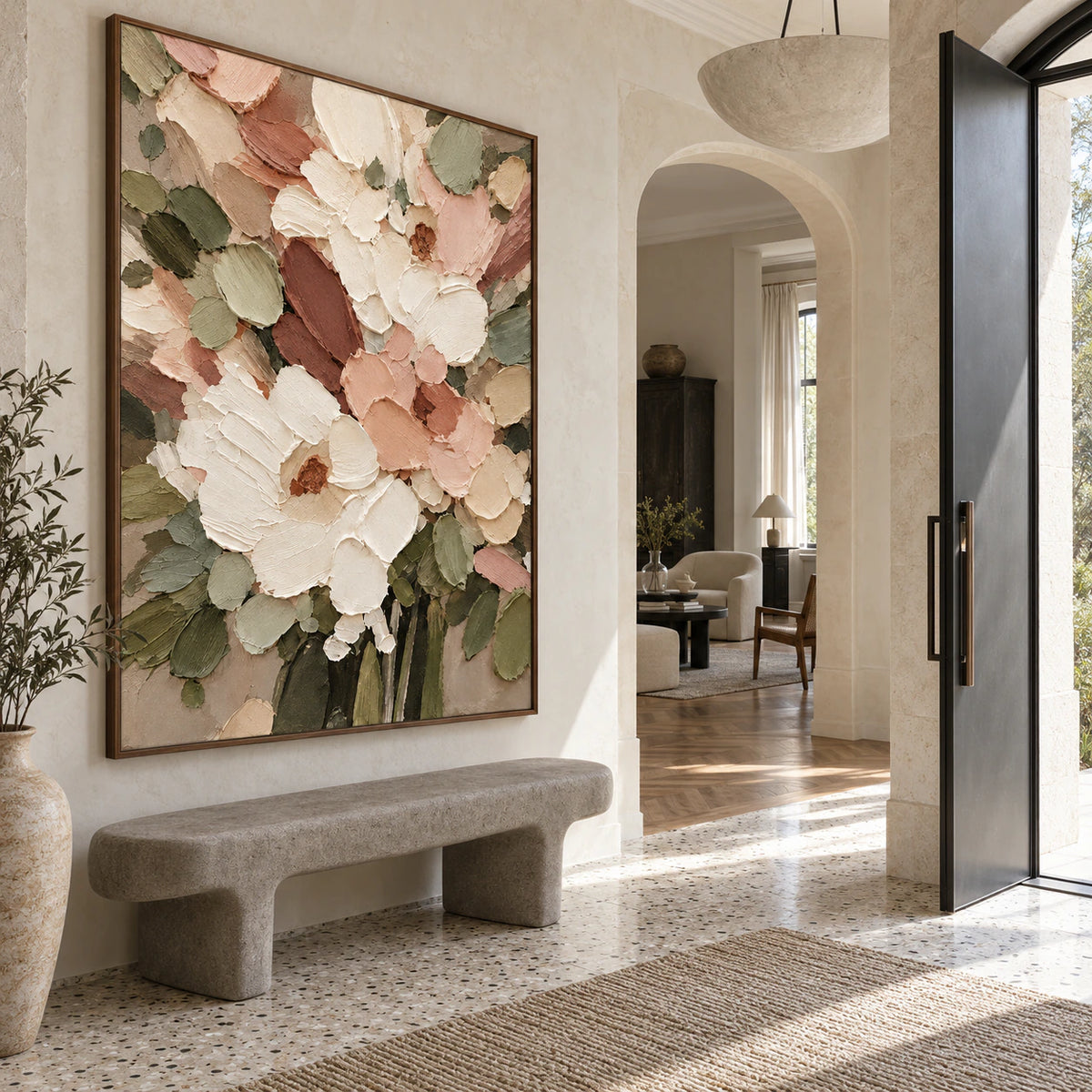 Petal-Ember installed at gallery scale in a bright foyer.