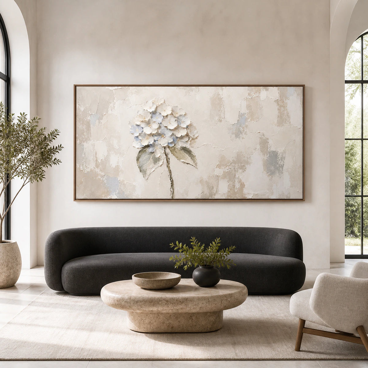 Petal-Patina displayed large and straight-on in a bright architectural living space.
