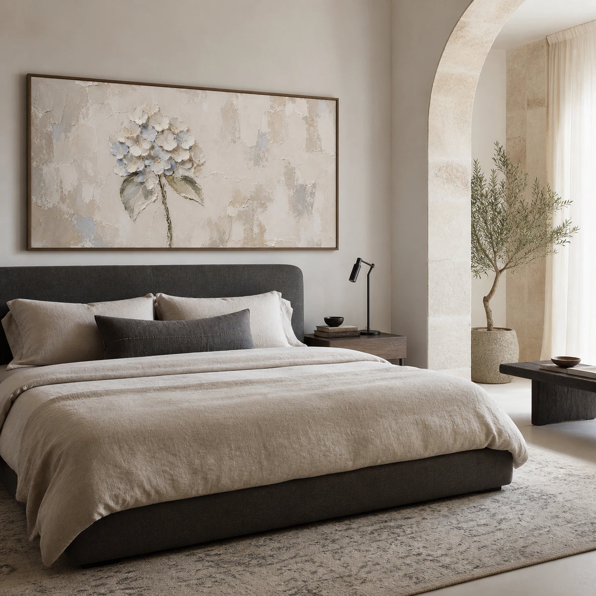 Petal-Patina bringing quiet texture to a light-filled bedroom.