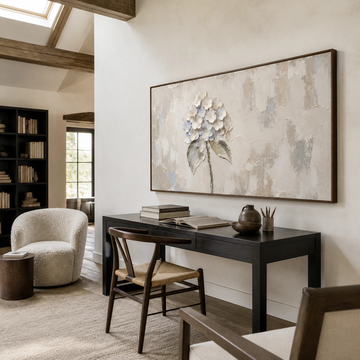 Petal-Patina in an airy reading and home-office interior.