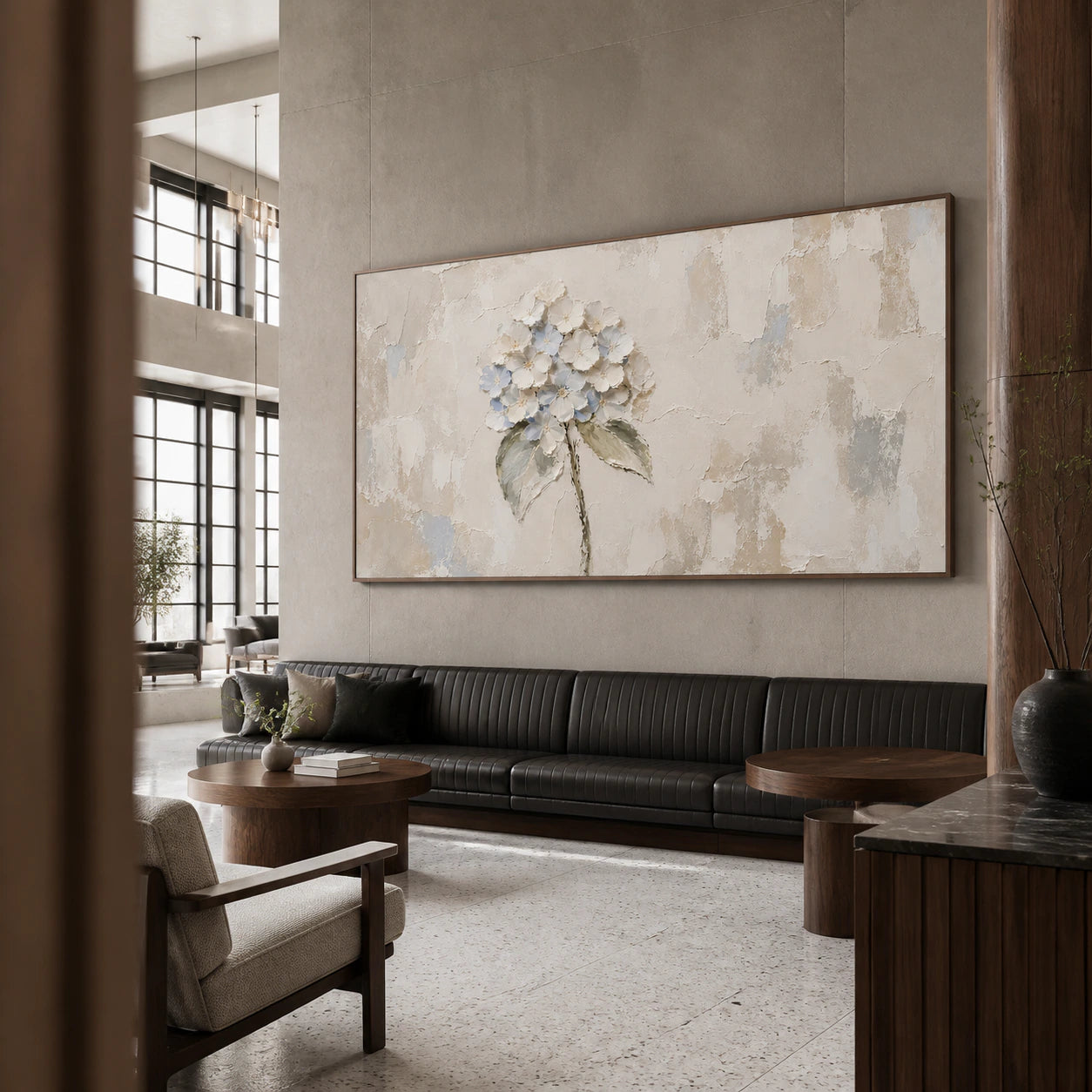 Petal-Patina as a large focal point in an expansive hospitality loft.