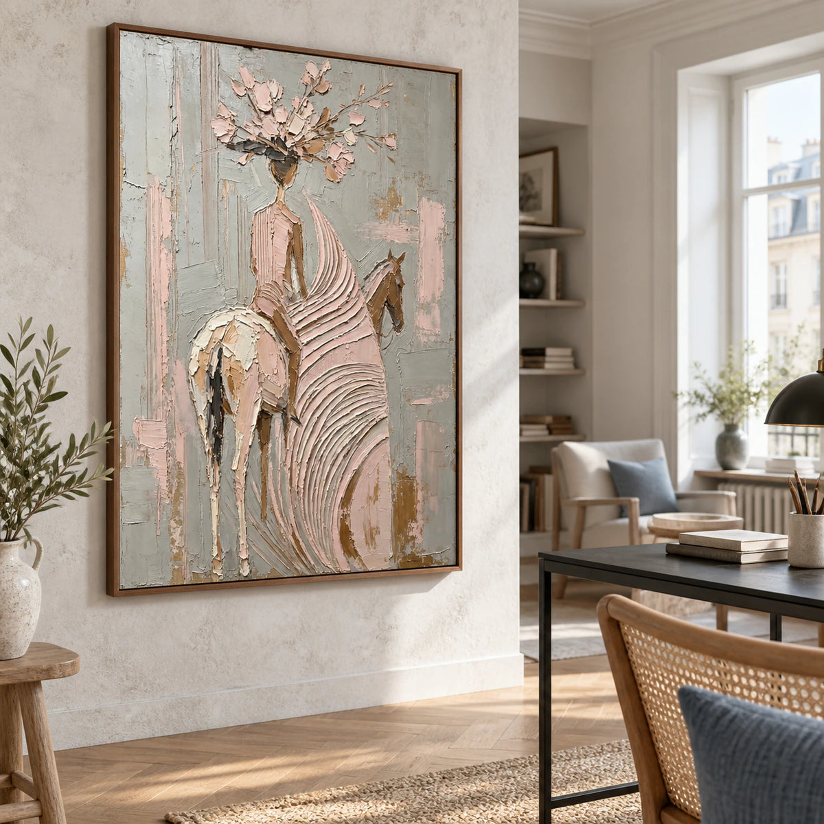 Petal-Rider above a reading chair in an airy home office.