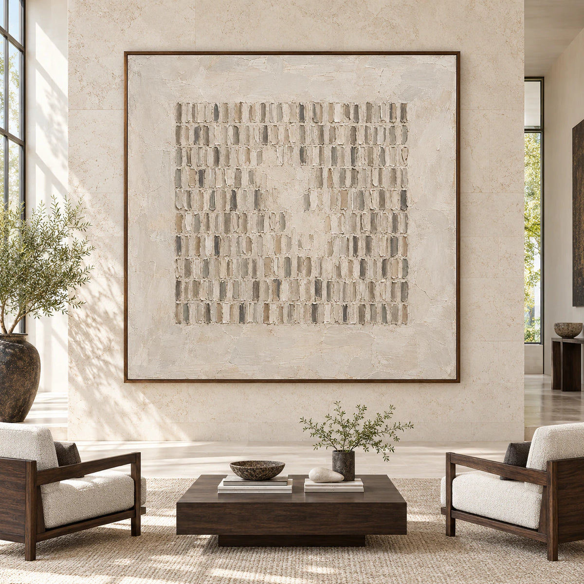 Plaster-Archive displayed at large scale, straight-on in a bright architectural gallery living space.