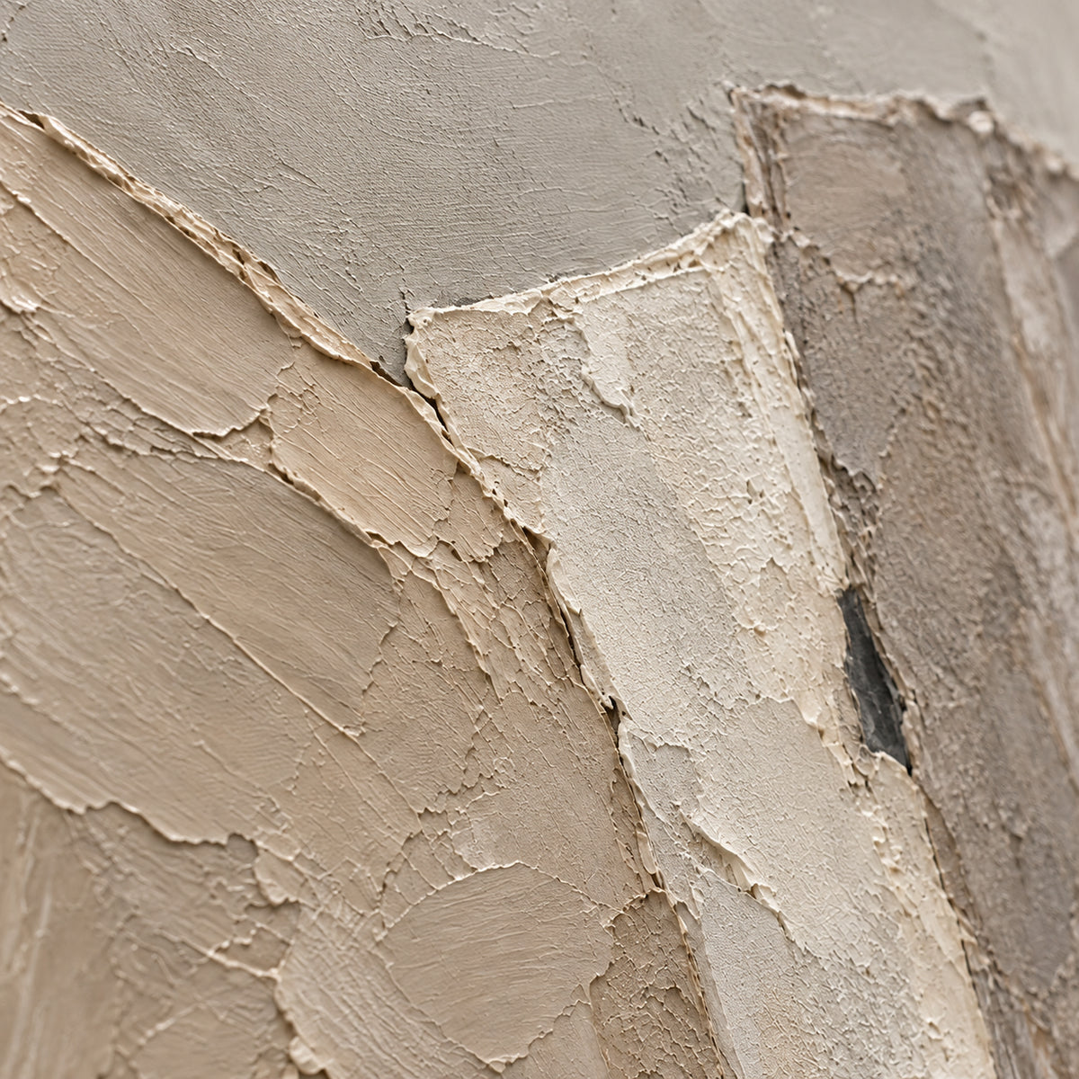 Plaster-Contours oil painting brushwork and impasto detail photographed from an oblique side angle