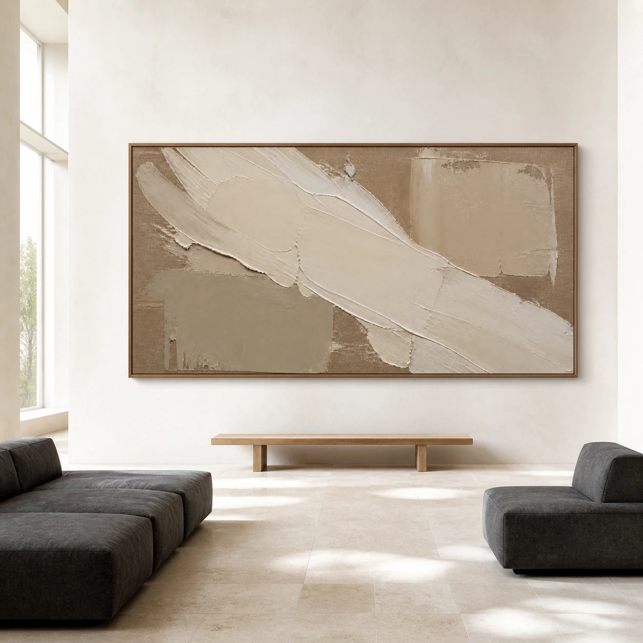 Plaster-Current displayed at large scale on a gallery wall in a spacious contemporary interior.
