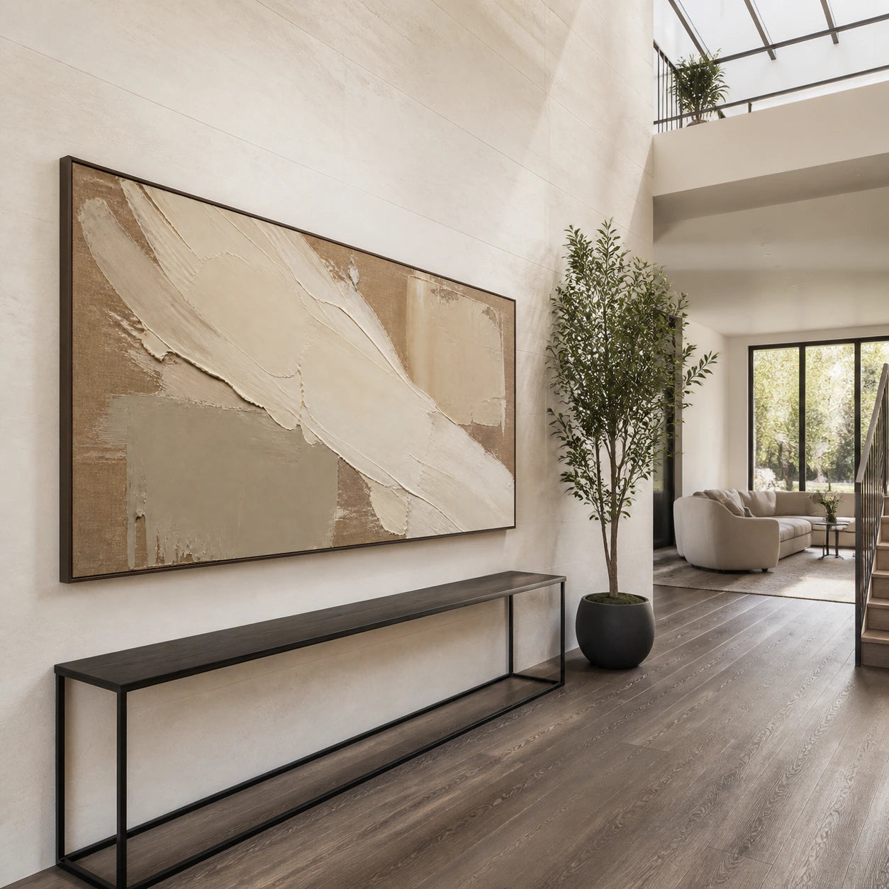 Plaster-Current installed at gallery scale in an expansive foyer.