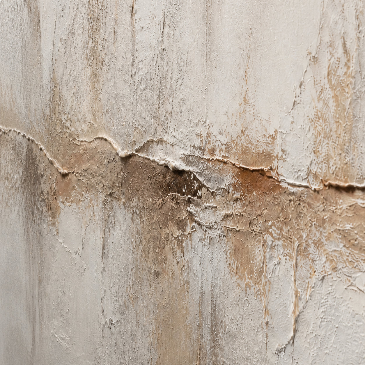 Plaster-Drift oil painting brushwork and impasto detail photographed from an oblique side angle