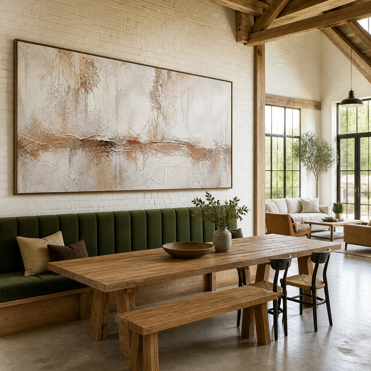 Plaster-Drift installed as a major artwork in an open hospitality loft interior.