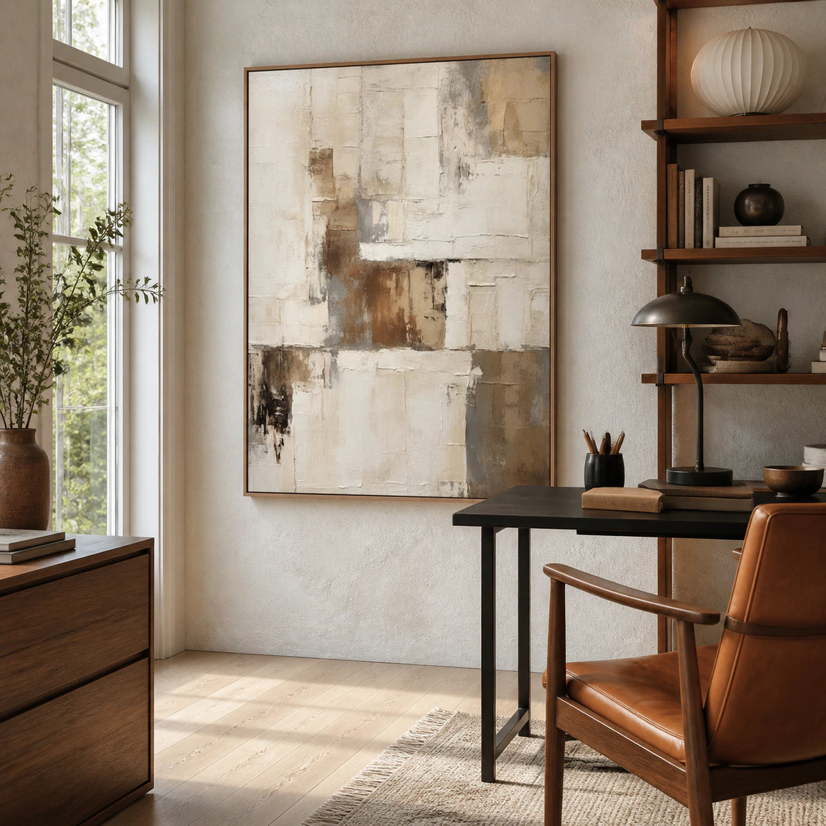 Plaster-Interval displayed in an airy home office reading space.