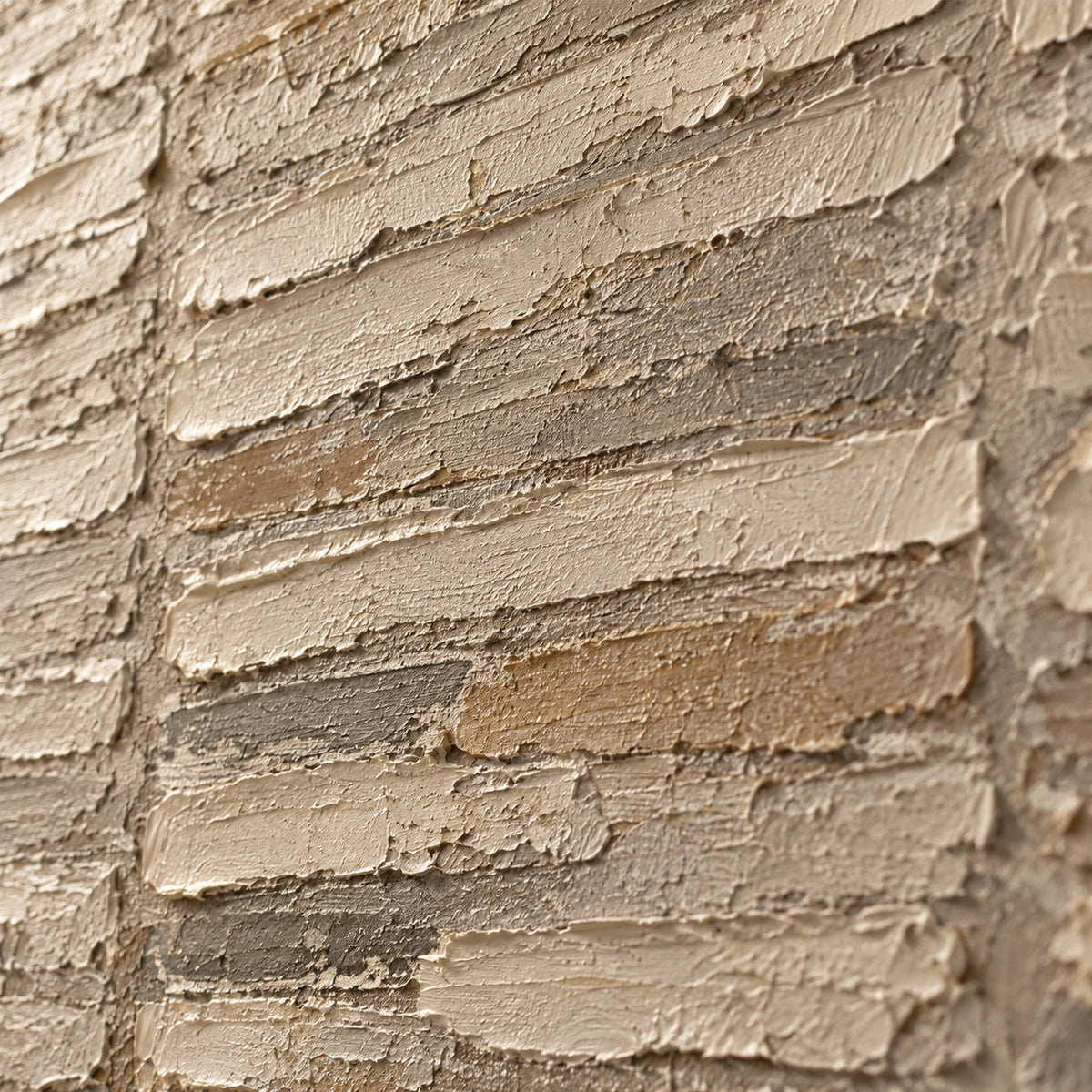 Plaster-Measure oil painting brushwork and impasto detail photographed from an oblique side angle