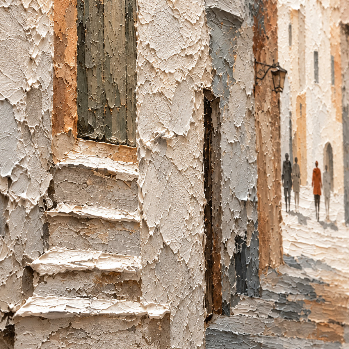 Plaster-Passage oil painting brushwork and impasto detail photographed from an oblique side angle