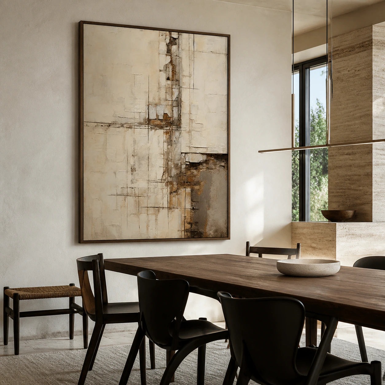 Plaster-Relay displayed prominently in a refined daylight-filled dining room.