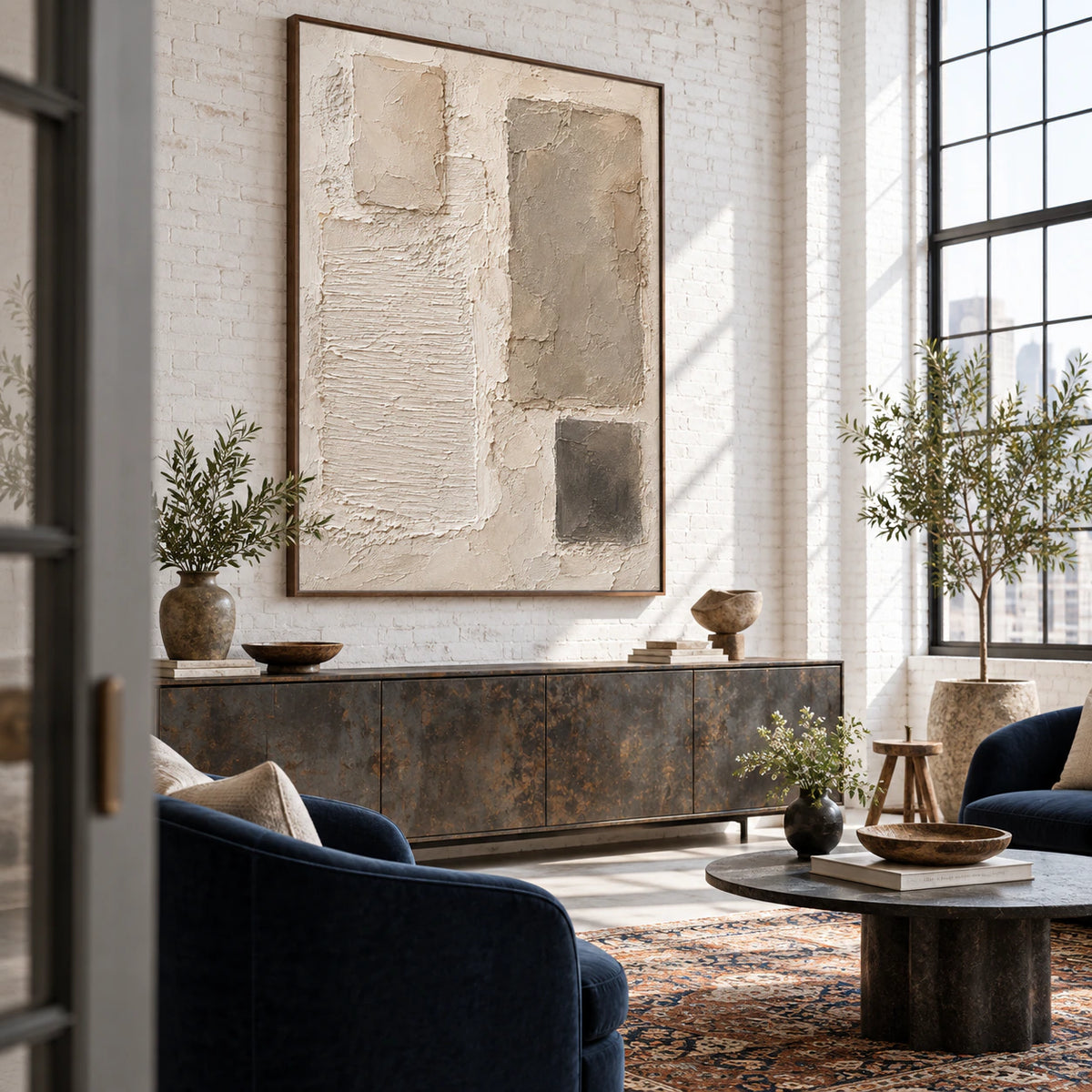 Expansive loft interior featuring Plaster-Relic at large scale.