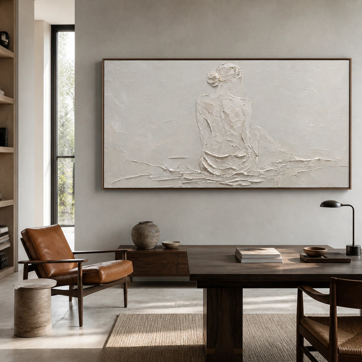 Plaster-Reverie in an airy home office reading space with natural daylight.