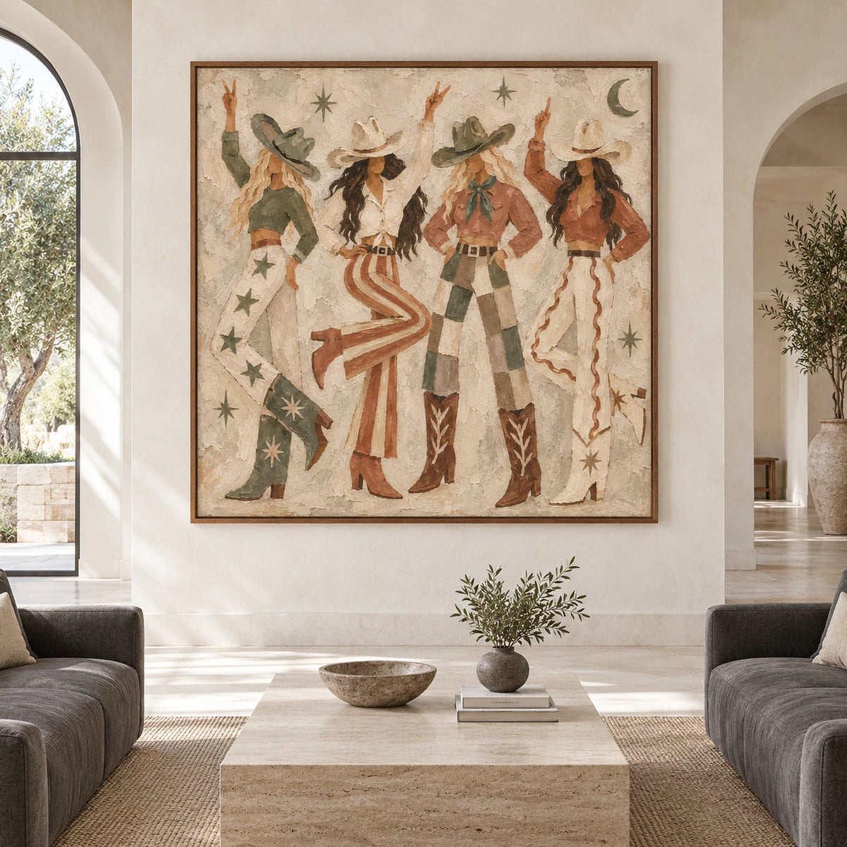 Prairie-Ritual displayed at large scale on a pale gallery wall in a spacious sunlit interior.
