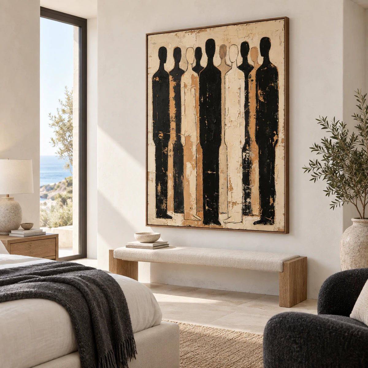 Procession-Umber featured in a quiet, sunlit bedroom with restrained furnishings.