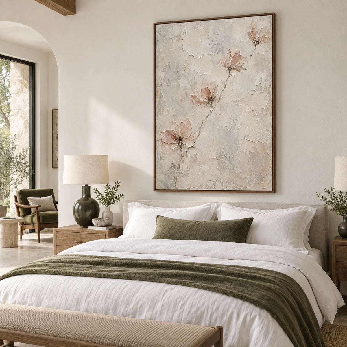 Quiet-Bloom bringing soft texture to a quiet, light-filled bedroom.