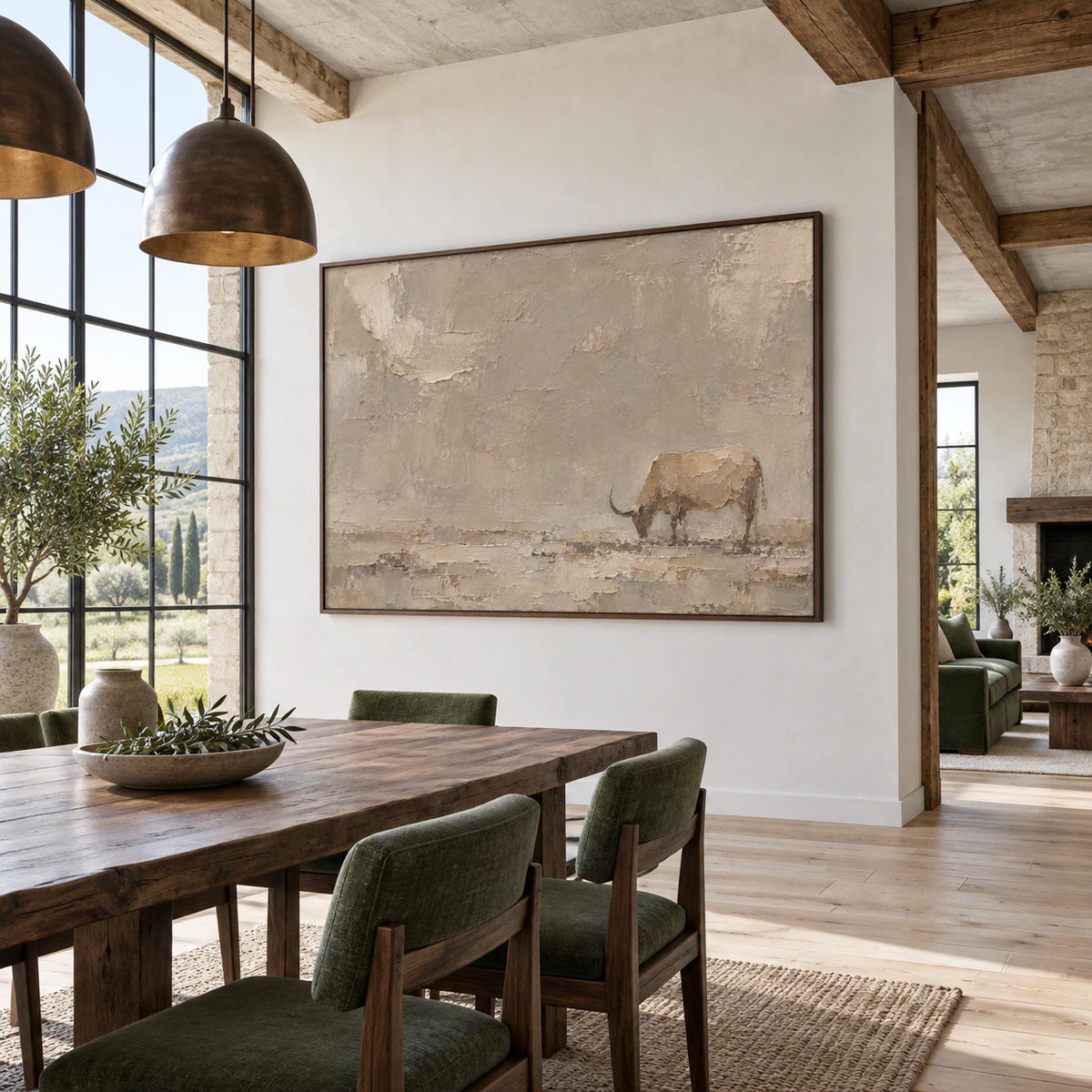 Quiet-Bull featured in an expansive loft hospitality interior.
