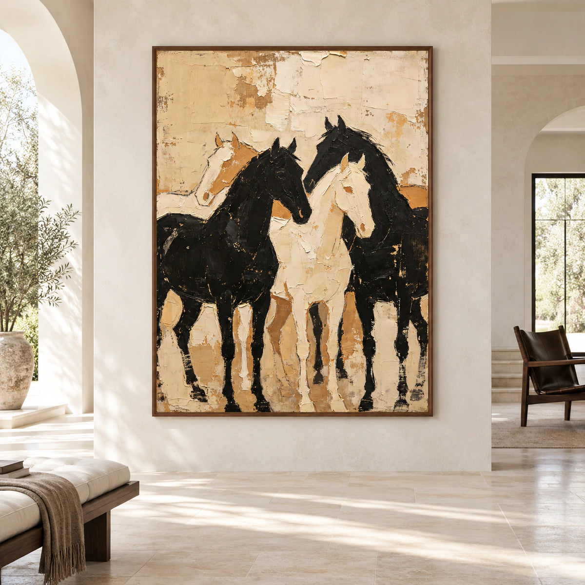 Quiet-Canter displayed at large scale on a straight-on gallery wall in a spacious interior.