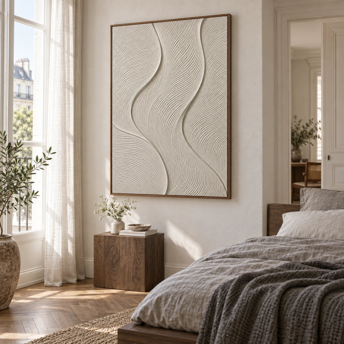 Quiet-Contour bringing tactile calm to a quiet, light-filled bedroom.