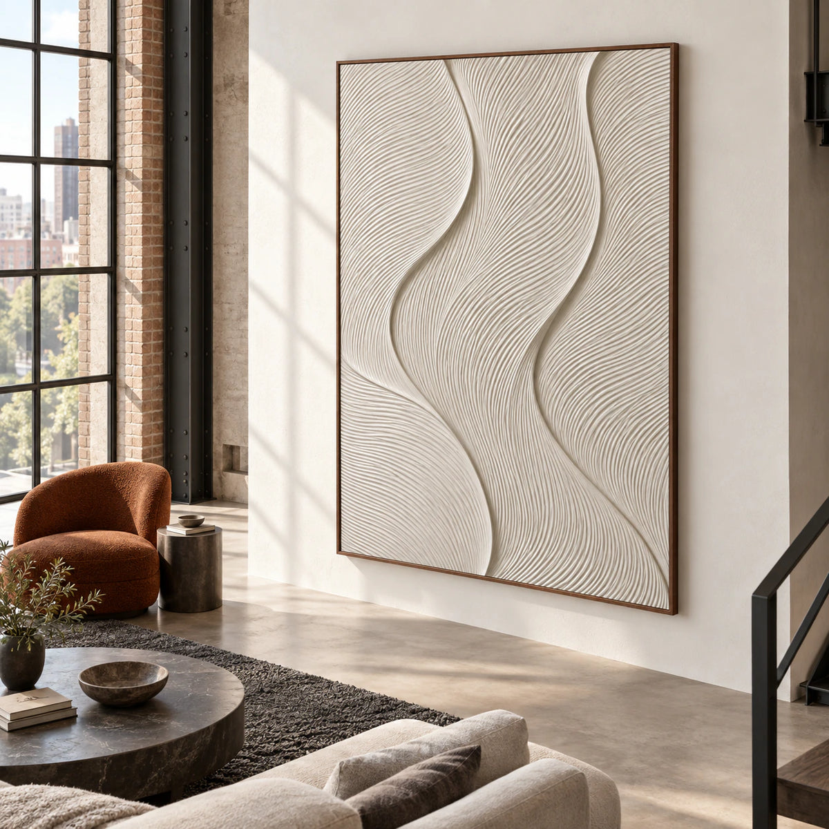Quiet-Contour presented prominently in an expansive loft hospitality interior.