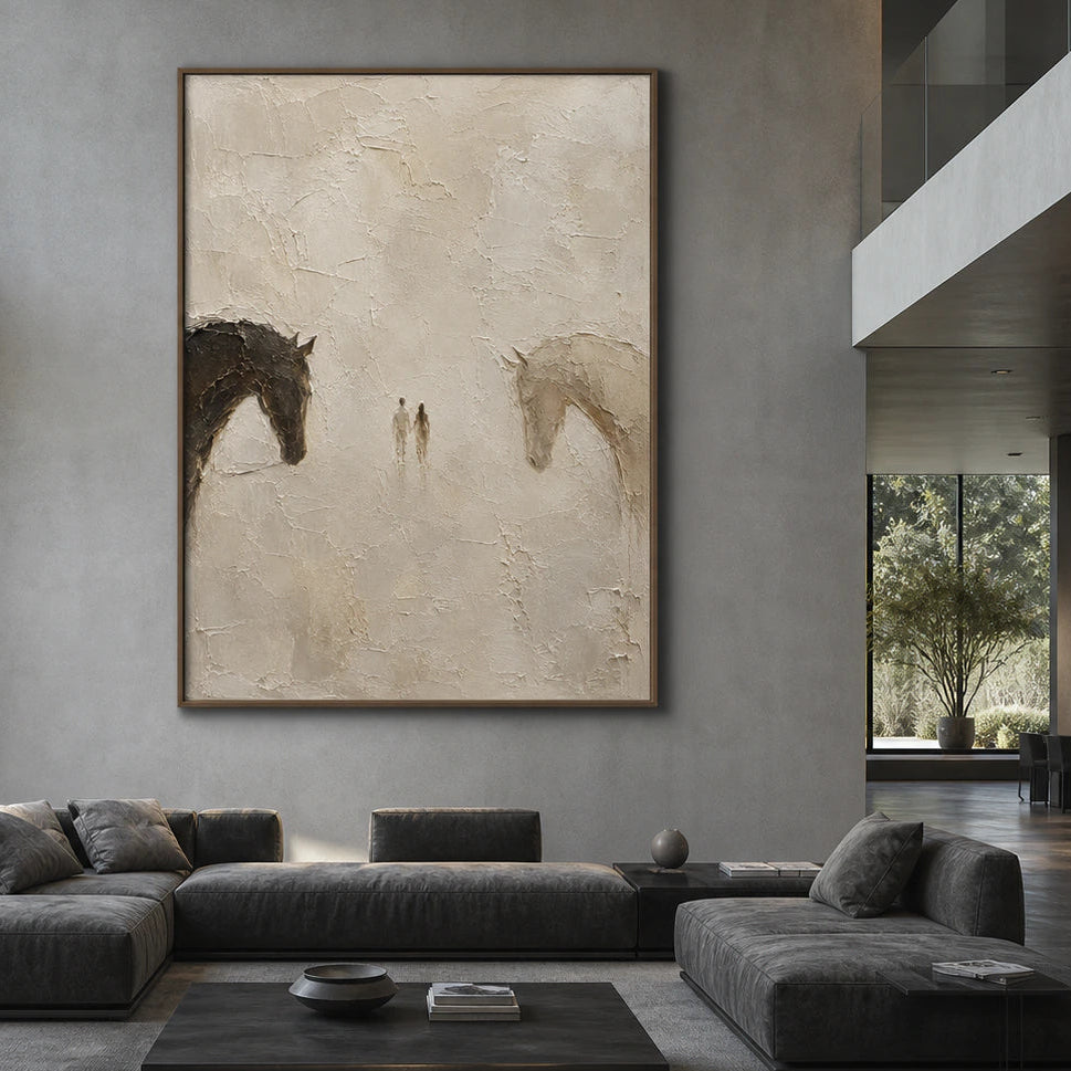 Quiet-Encounter displayed at large scale in a bright, expansive gallery-like interior.