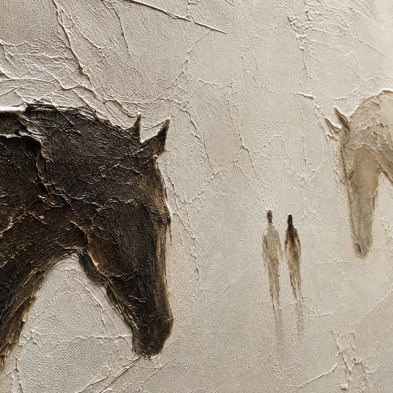 Close full view of Quiet-Encounter revealing its raised, fractured surface and layered strokes.