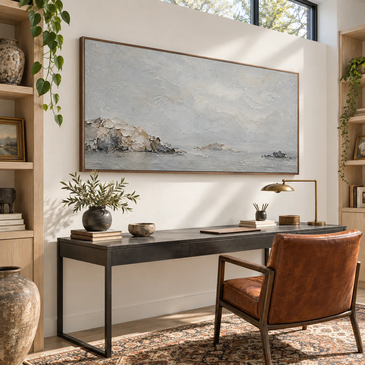 Quiet-Headland in an airy home office and reading space with natural light.