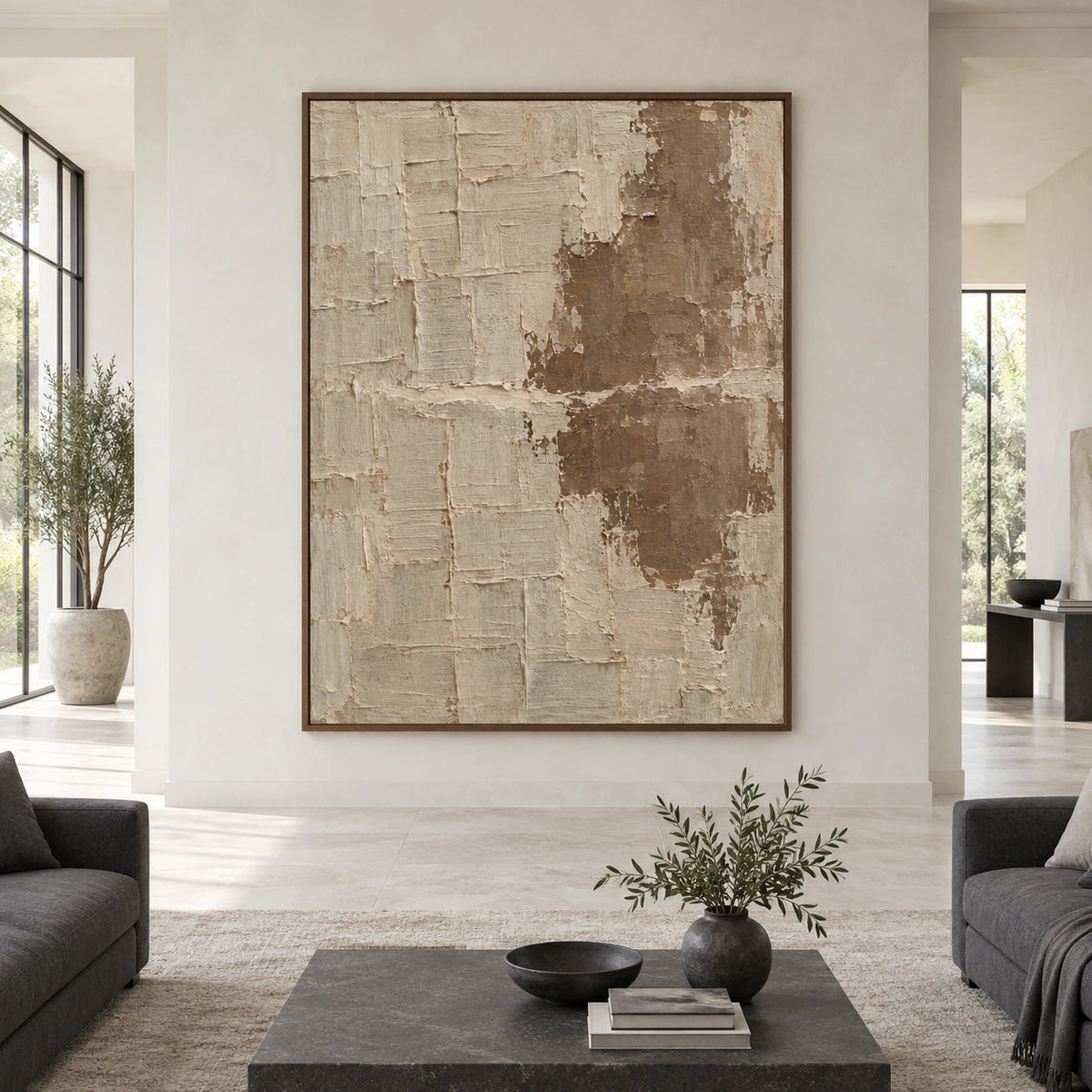 Quiet-Patina displayed at large scale in a bright architectural living space.
