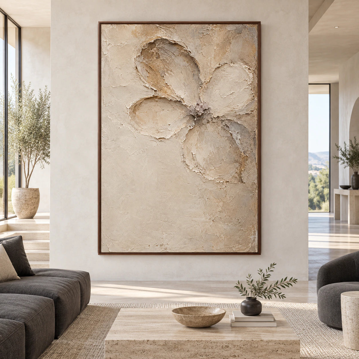 Quiet-Petal displayed large and straight-on in a bright architectural living space.