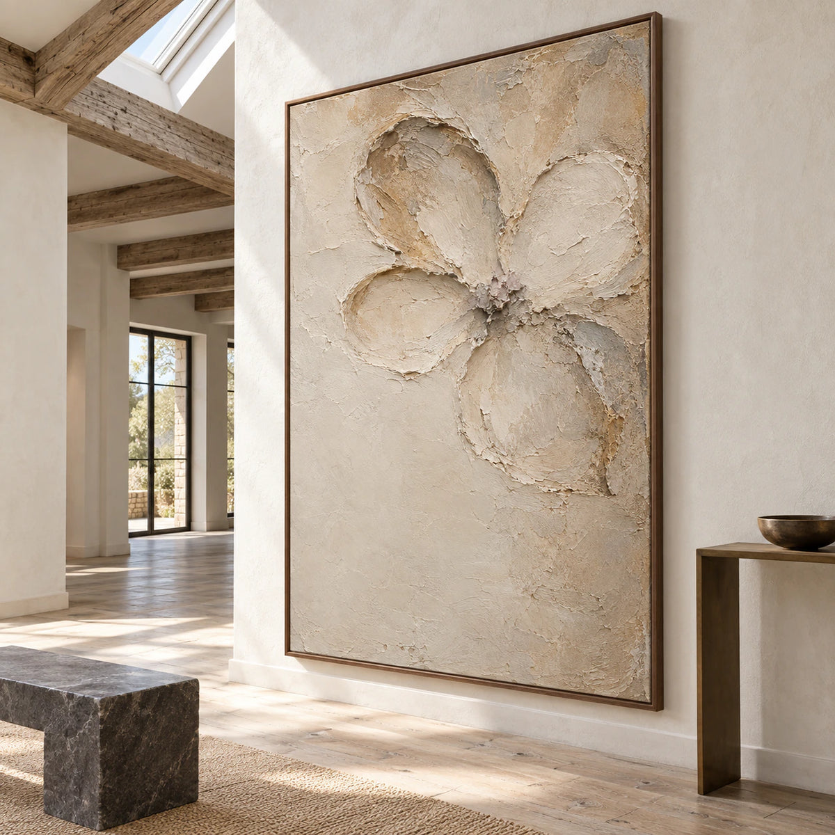 Quiet-Petal installed prominently in a gallery-scale sunlit foyer.