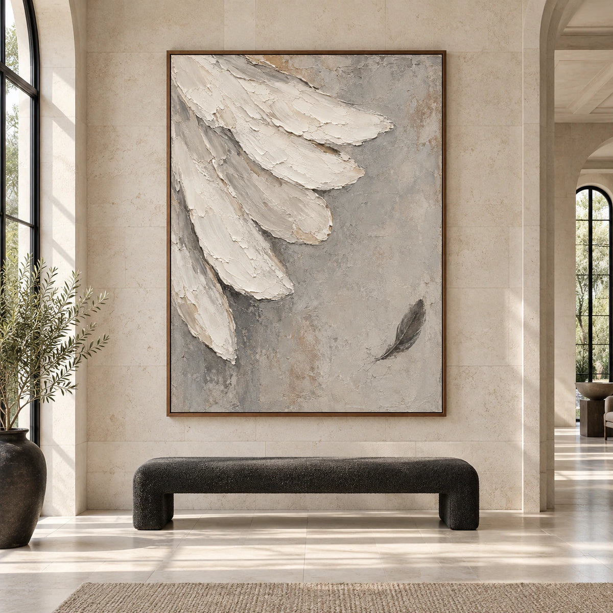 Quiet-Plume displayed at large scale in a bright architectural living space.