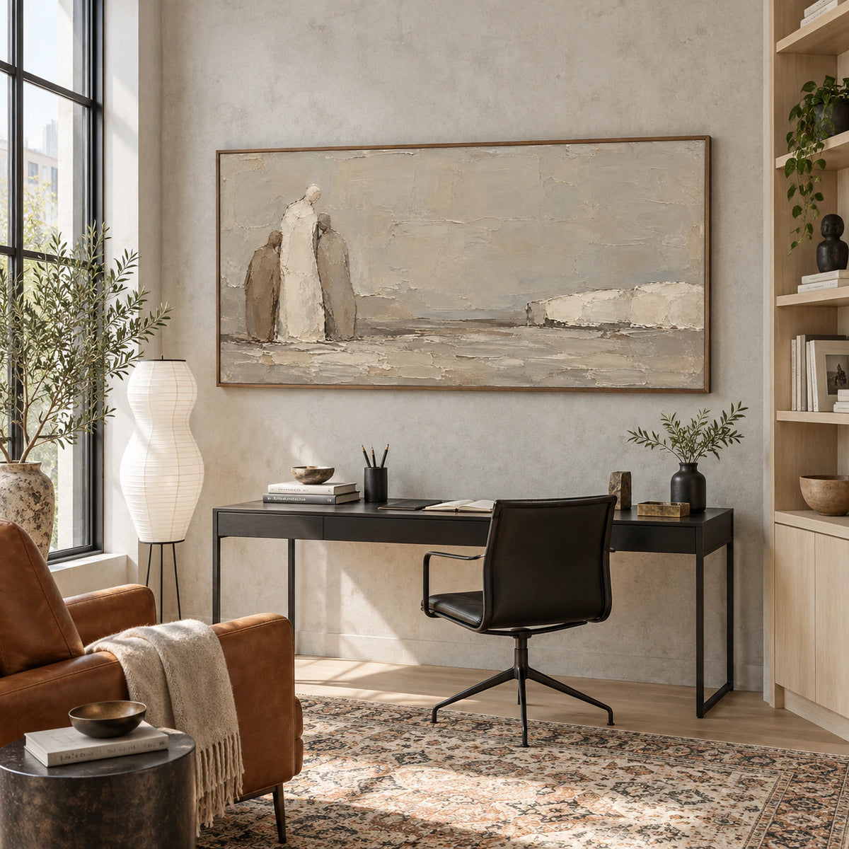 Quiet-Procession in a bright reading and home-office space with natural light.