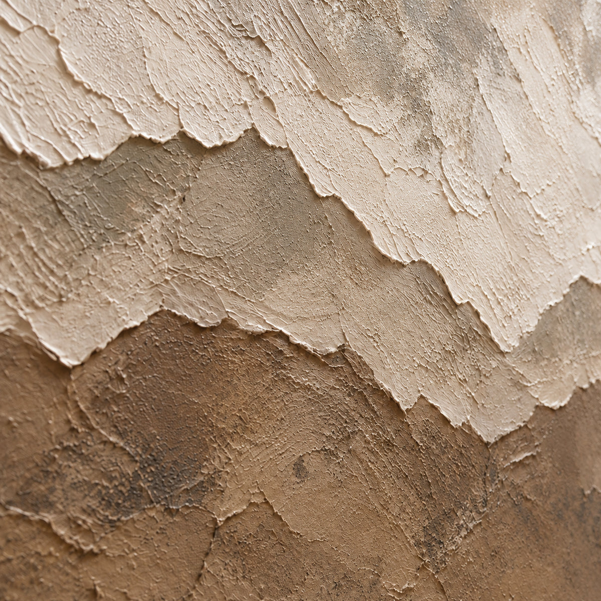 Quiet-Range oil painting brushwork and impasto detail photographed from an oblique side angle