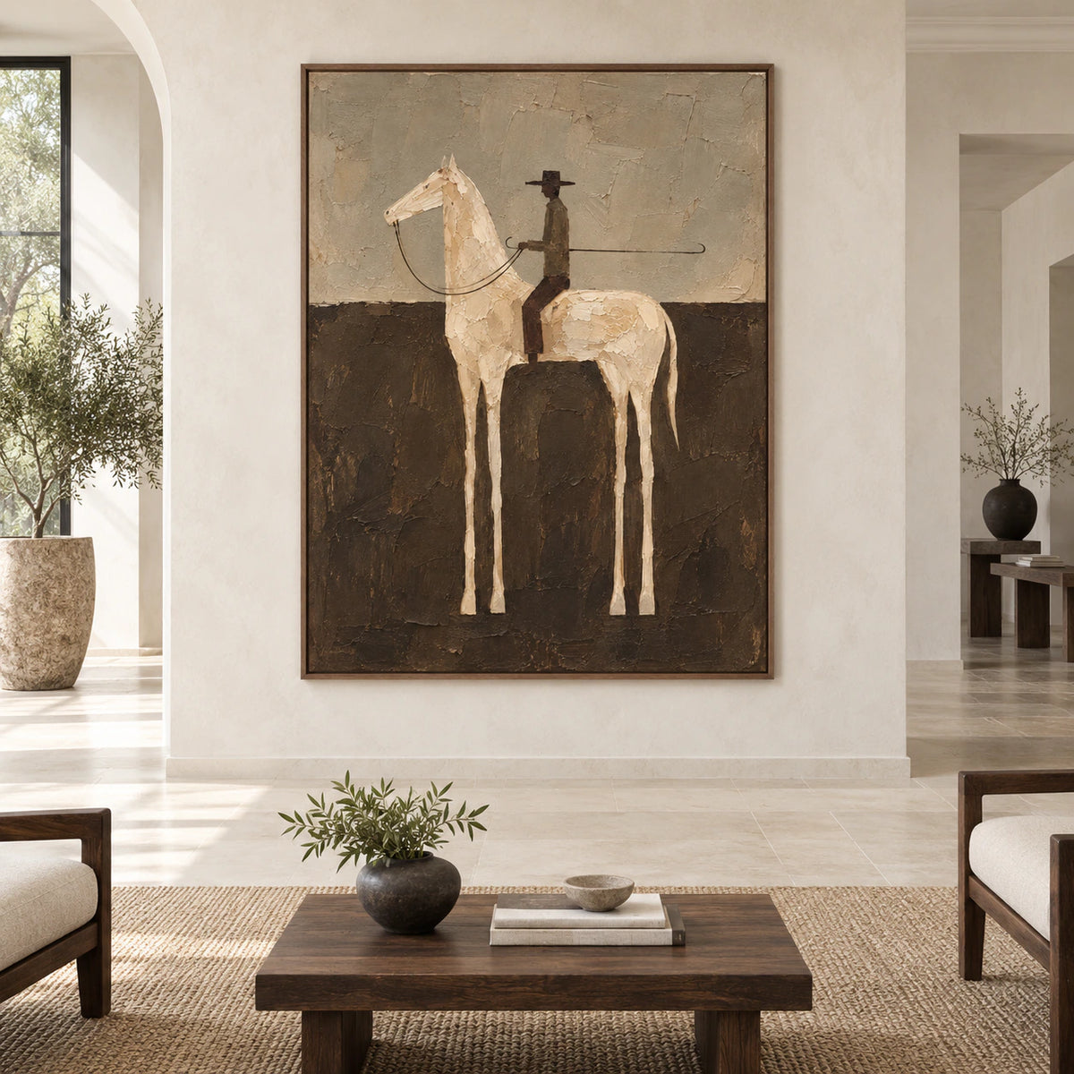 Large straight-on gallery interior with Quiet-Rider displayed at imposing scale.