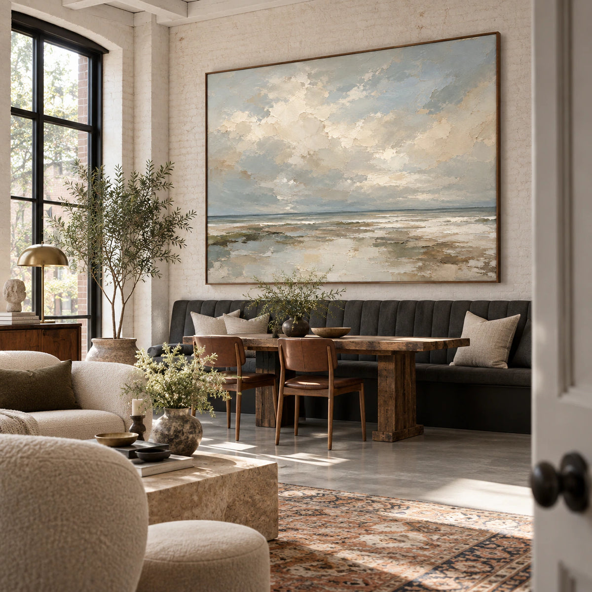 Quiet-Tide featured at large scale in an expansive loft hospitality interior.