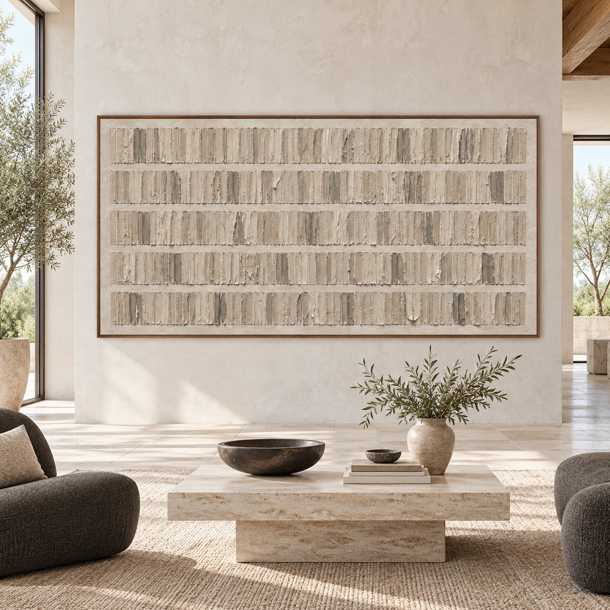 Raked-Intervals displayed at large scale on a gallery wall in a bright open interior.