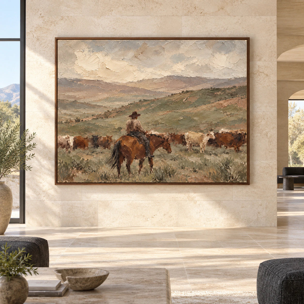 Range-Drift displayed at large scale on a gallery wall in a spacious interior.
