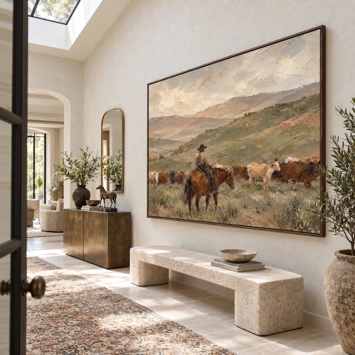 Range-Drift installed at gallery scale in a bright architectural foyer.