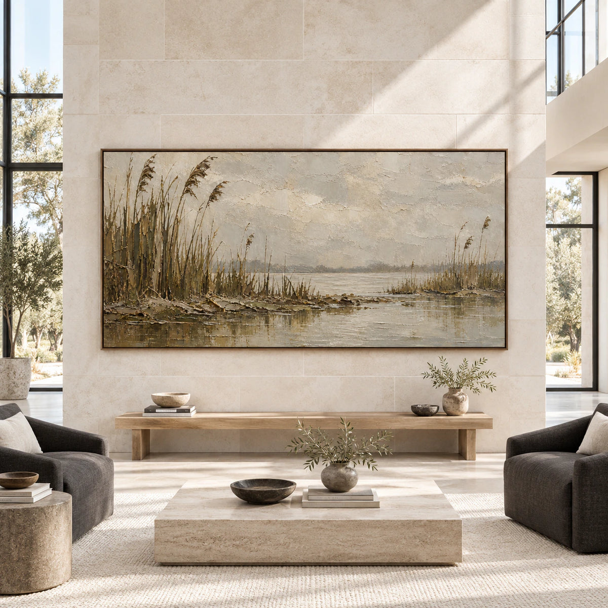 Reed-Interval displayed at large scale in a spacious architectural living room.