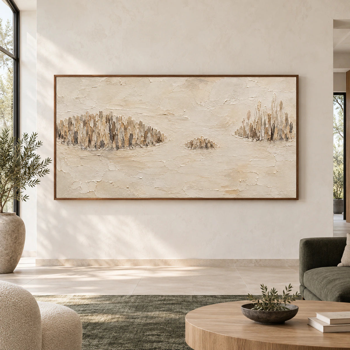 Reed-Quiet displayed at large scale on a bright gallery wall in an open living space.