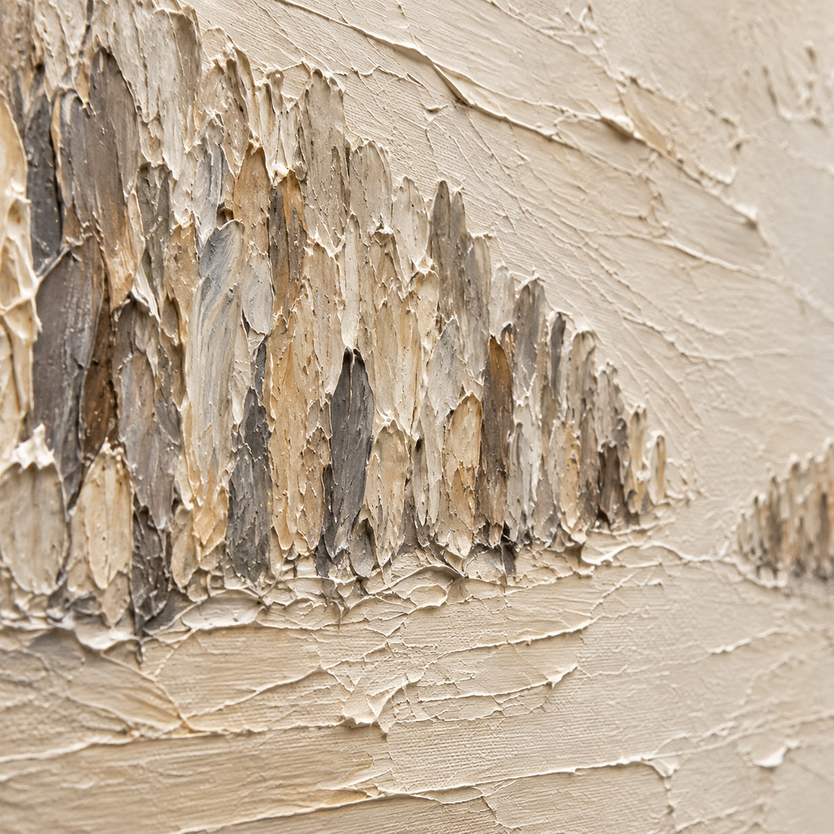 Reed-Quiet oil painting brushwork and impasto detail photographed from an oblique side angle