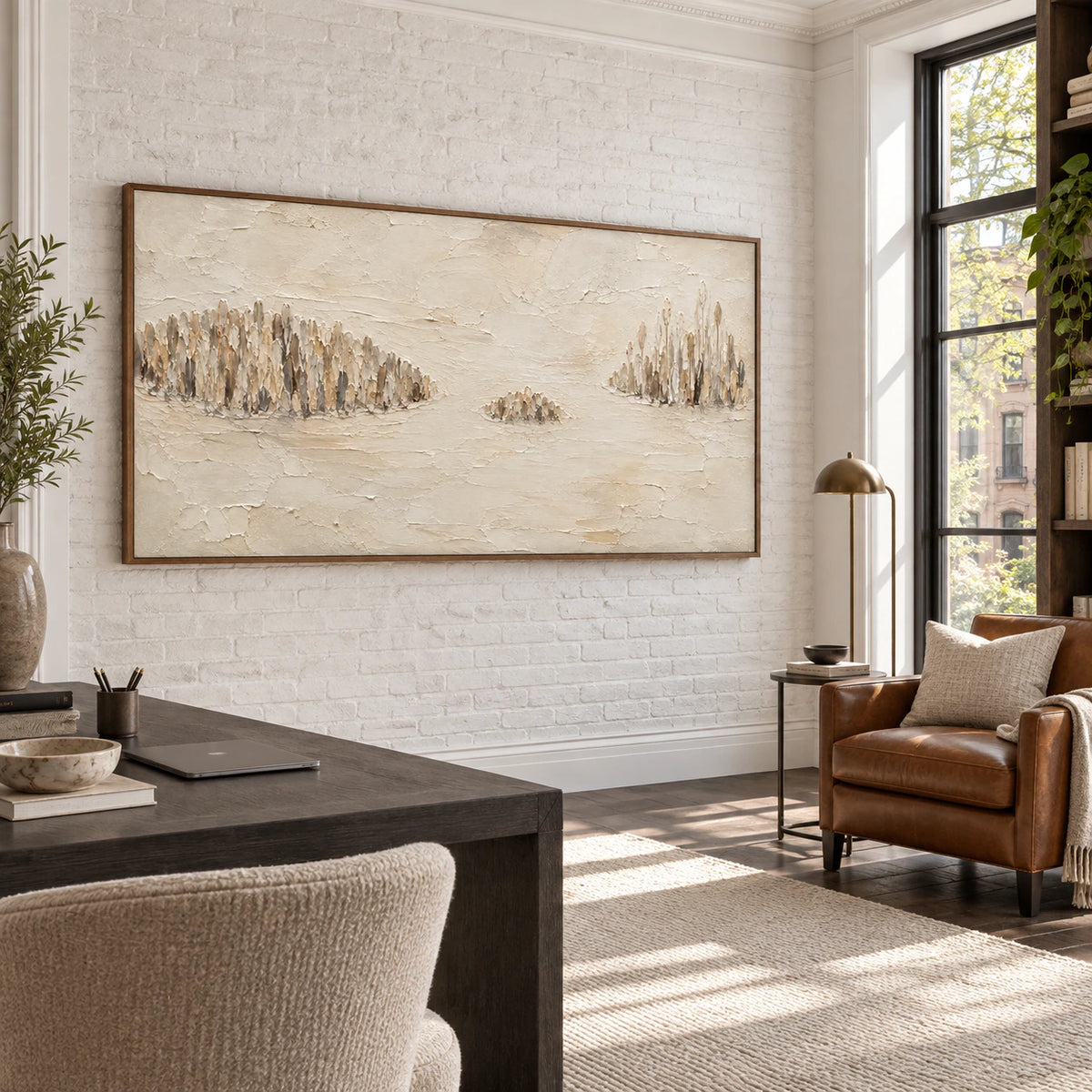 Reed-Quiet featured in an airy home office reading space.