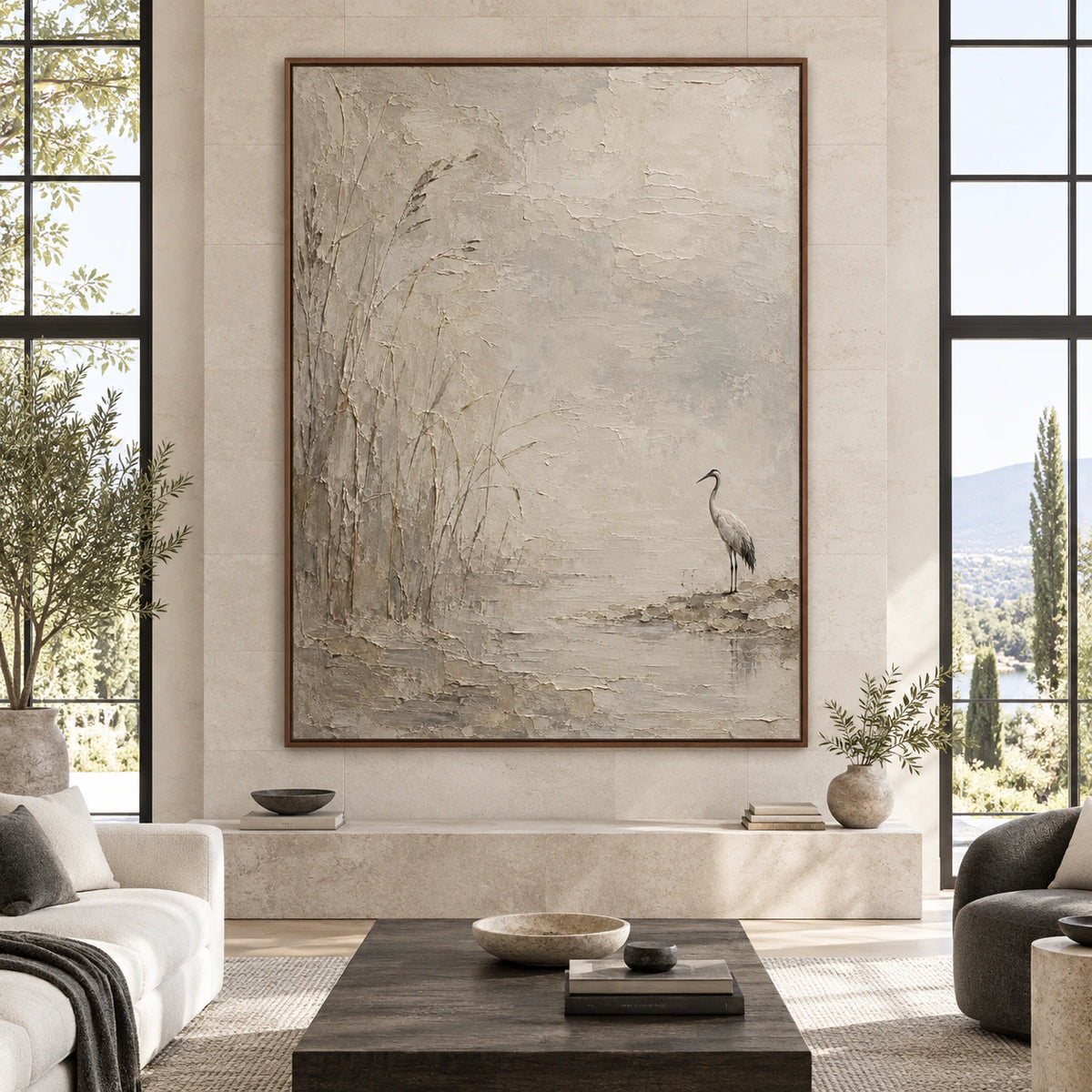 Reed-Sentinel displayed at large scale straight-on in a bright, spacious architectural living room.