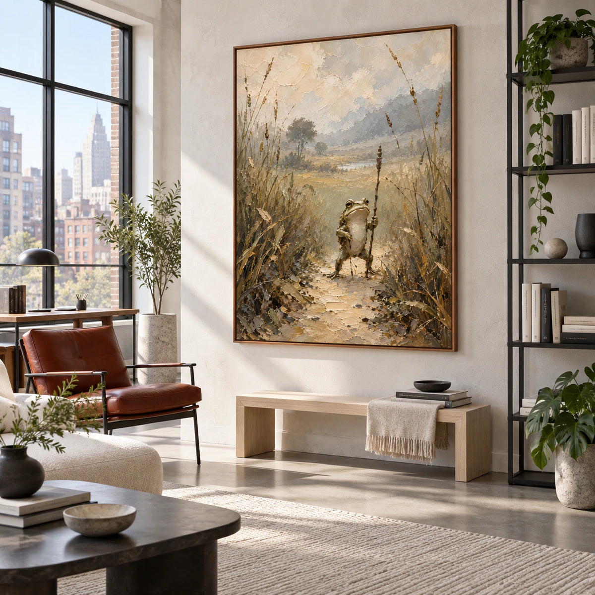 Reed-Warden anchoring an airy reading and home office space.